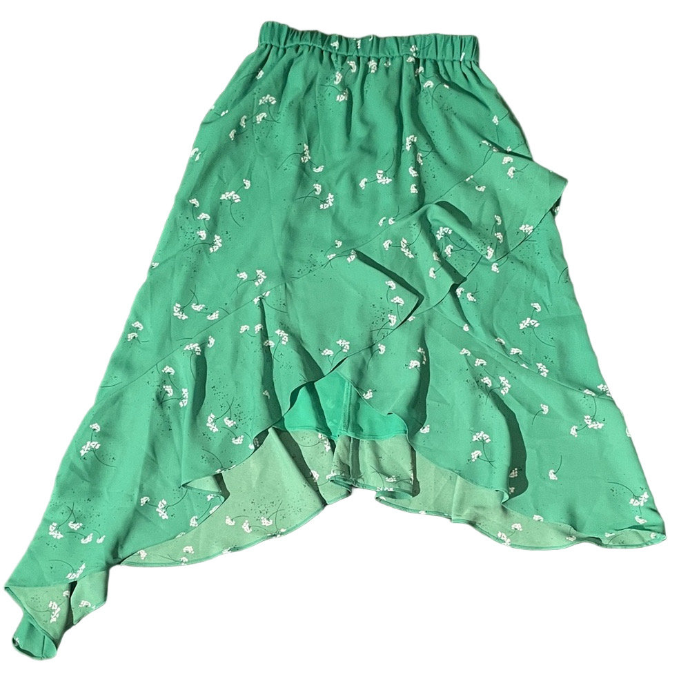 CeCe Green Floral Midi Skirt